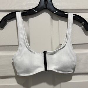 White Zip-Up Sports Bra